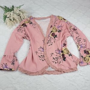 ‎Floral Bell Sleeve Kimono Top [SIZE LARGE]